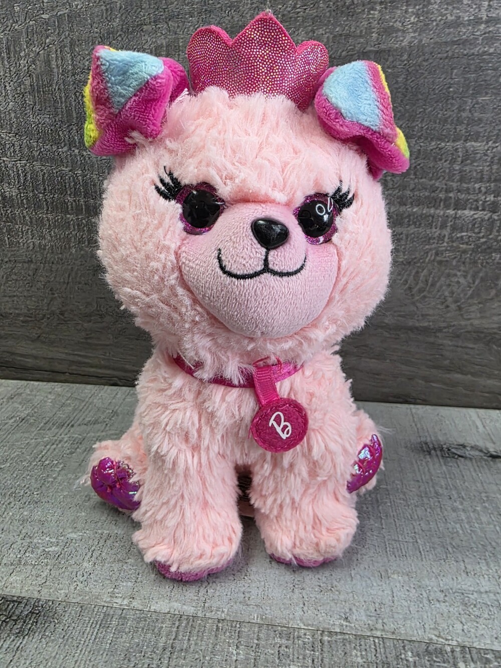 Barbie Puppy Dog Princess Plush 7 Inch Pink Stuffed Animal Toy Mattel Soft b145